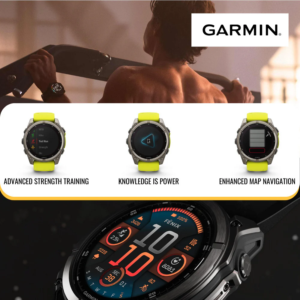 Garmin Fenix 8 Sapphire Solar 51mm Smartwatch (Amp Yellow and Graphite) with Hard Case Bundle - Image 6