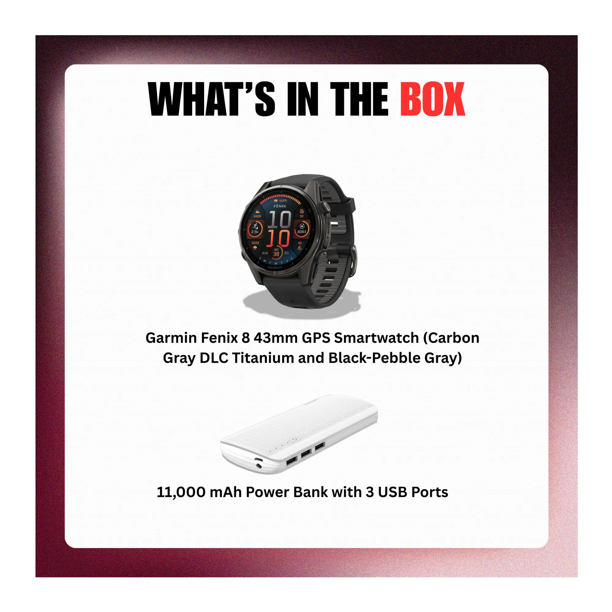 Garmin Fenix 8 AMOLED Sapphire 43mm GPS Smartwatch (Black/Pebble Gray) Bundle - Image 10