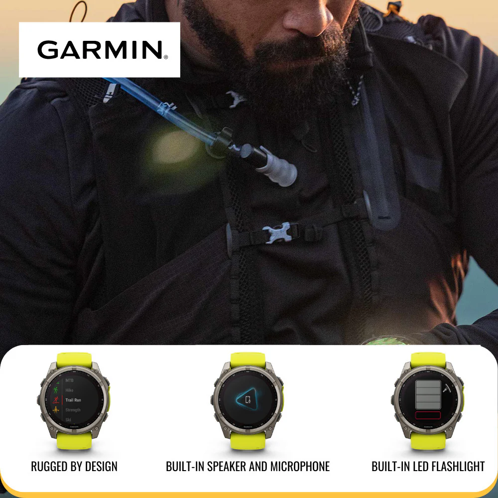 Garmin Fenix 8 Sapphire 51mm GPS Smartwatch with AMOLED Display (Amp Yellow and Graphite) Bundle - Image 4