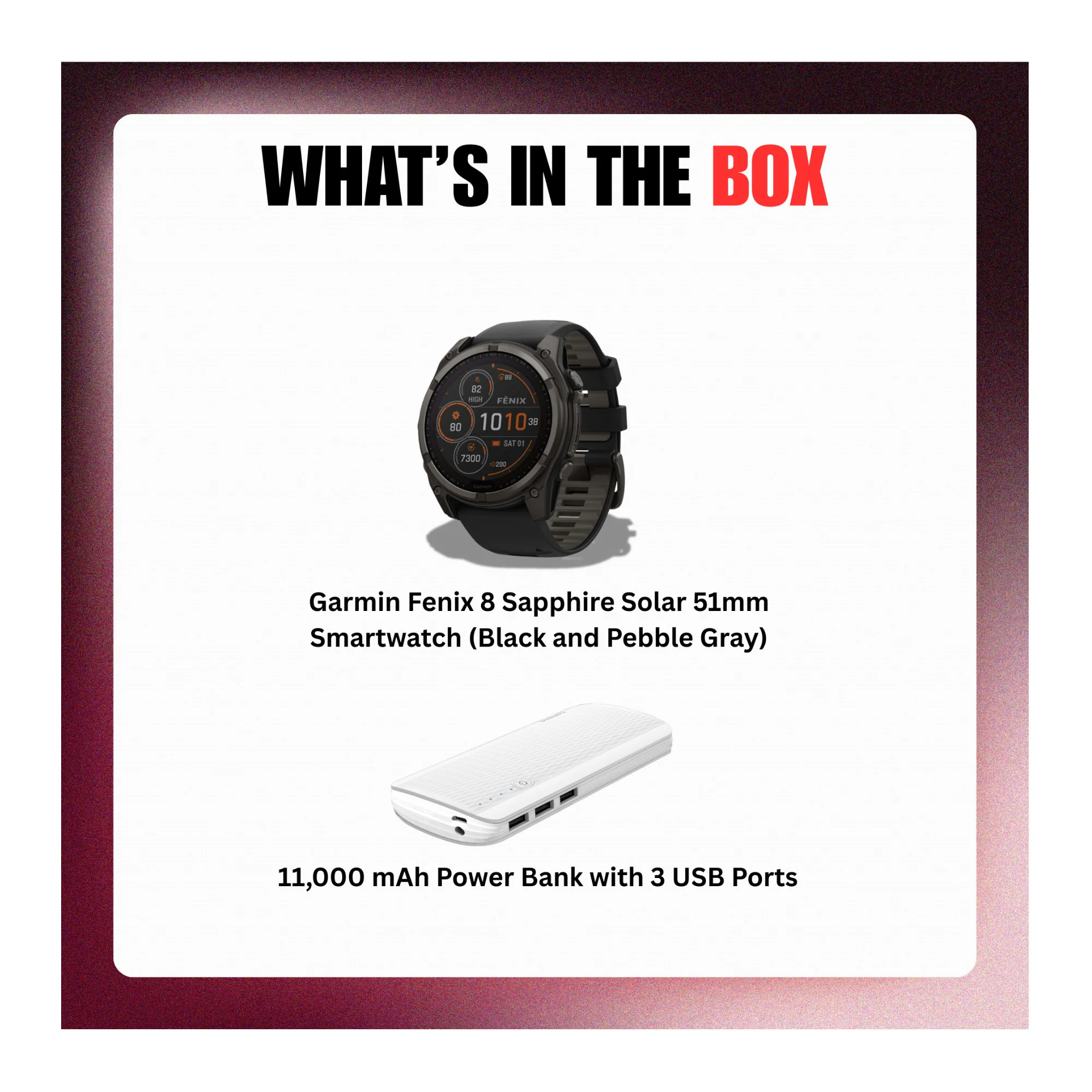 Garmin Fenix 8 Sapphire Solar 51mm Smartwatch (Black and Pebble Gray) Bundle - Image 10