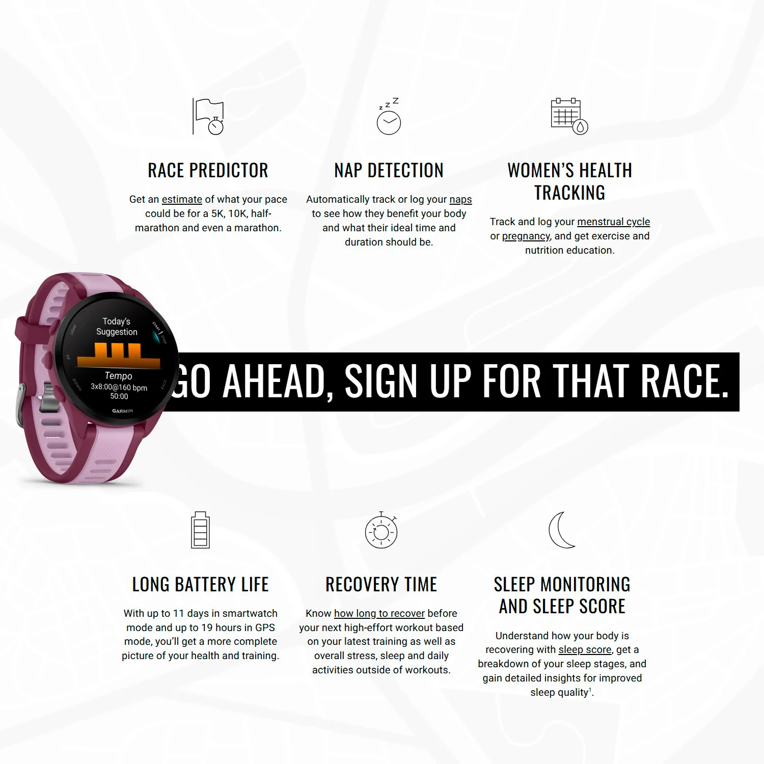 Garmin Forerunner 165 Music GPS Running Smartwatch (Berry-Lilac) with Charger Stand and Cable Bundle - Image 4