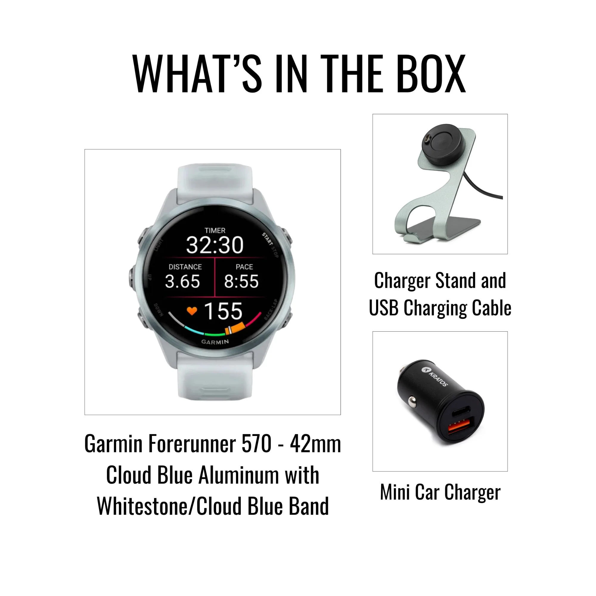 Garmin Forerunner 570 42mm GPS Running Smartwatch (Cloud Blue/Whitestone) Bundle - Image 6