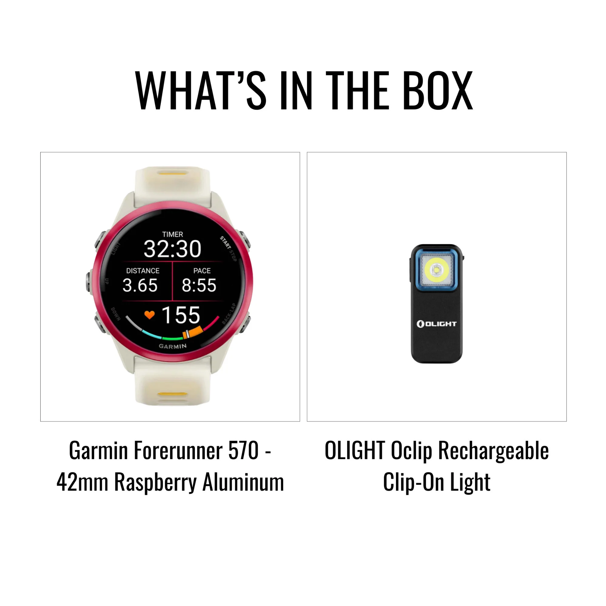 Garmin Forerunner 570 - 42mm Raspberry Aluminum Bundle with Clip-On Flashlight - Image 5