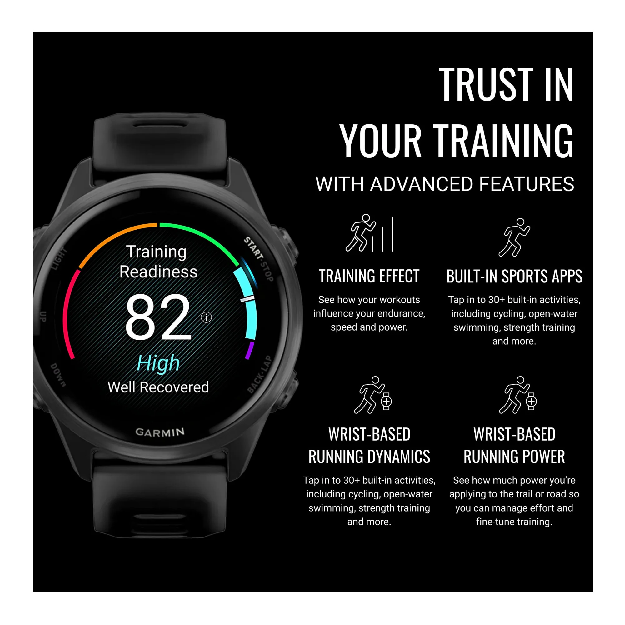 Garmin Forerunner 570 42mm GPS Running Smartwatch (Slate Gray/Black Band) Bundle - Image 3