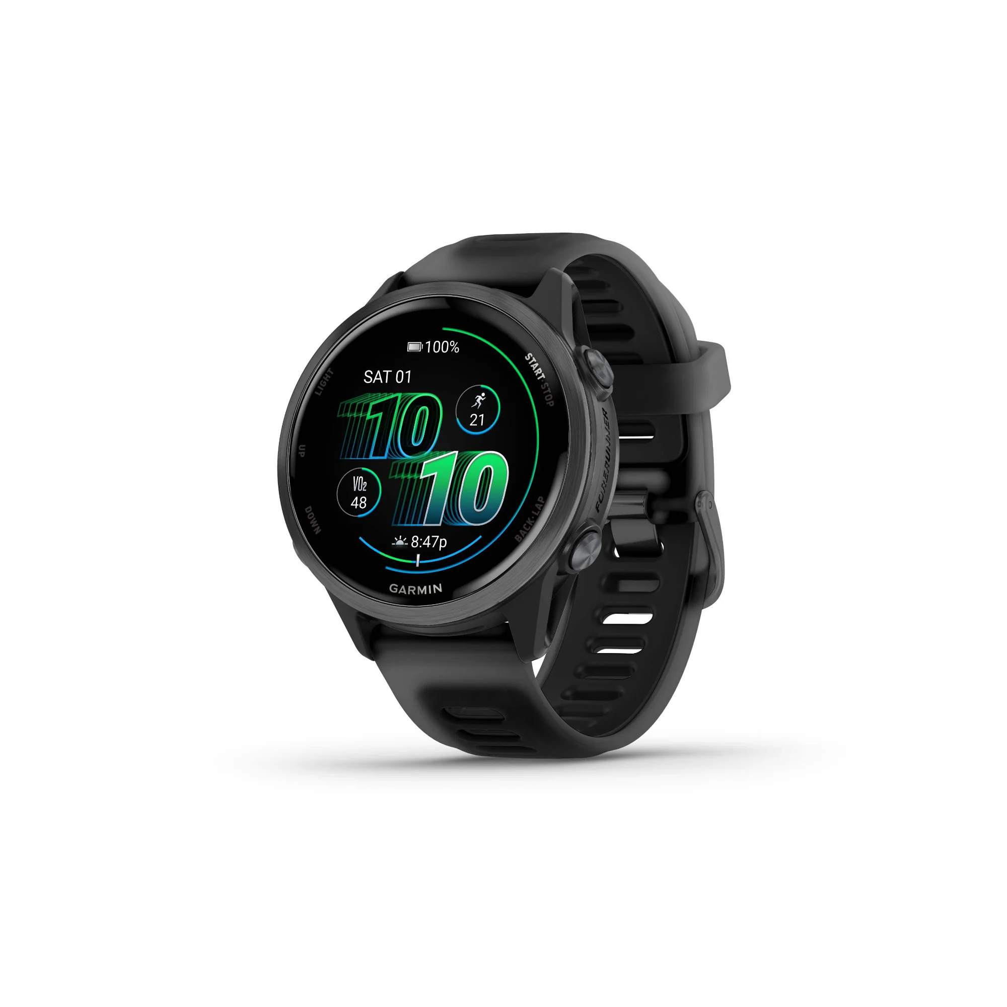 Garmin Forerunner 570 42mm Slate Gray, Black Band,OLIGHT Rechargeable Clip-On - Image 2