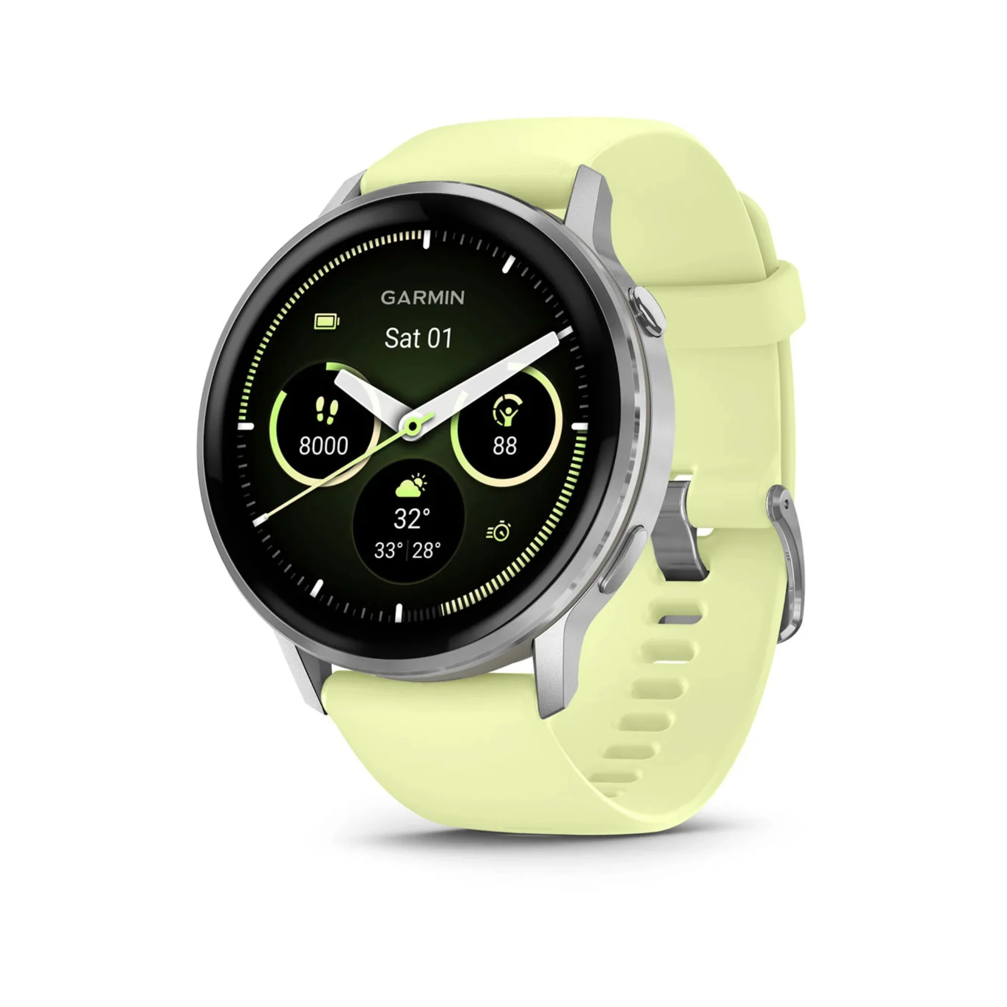 Garmin Venu 4 45mm GPS Smartwatch (Silver with Citron Silicone Band) Bundle - Image 2