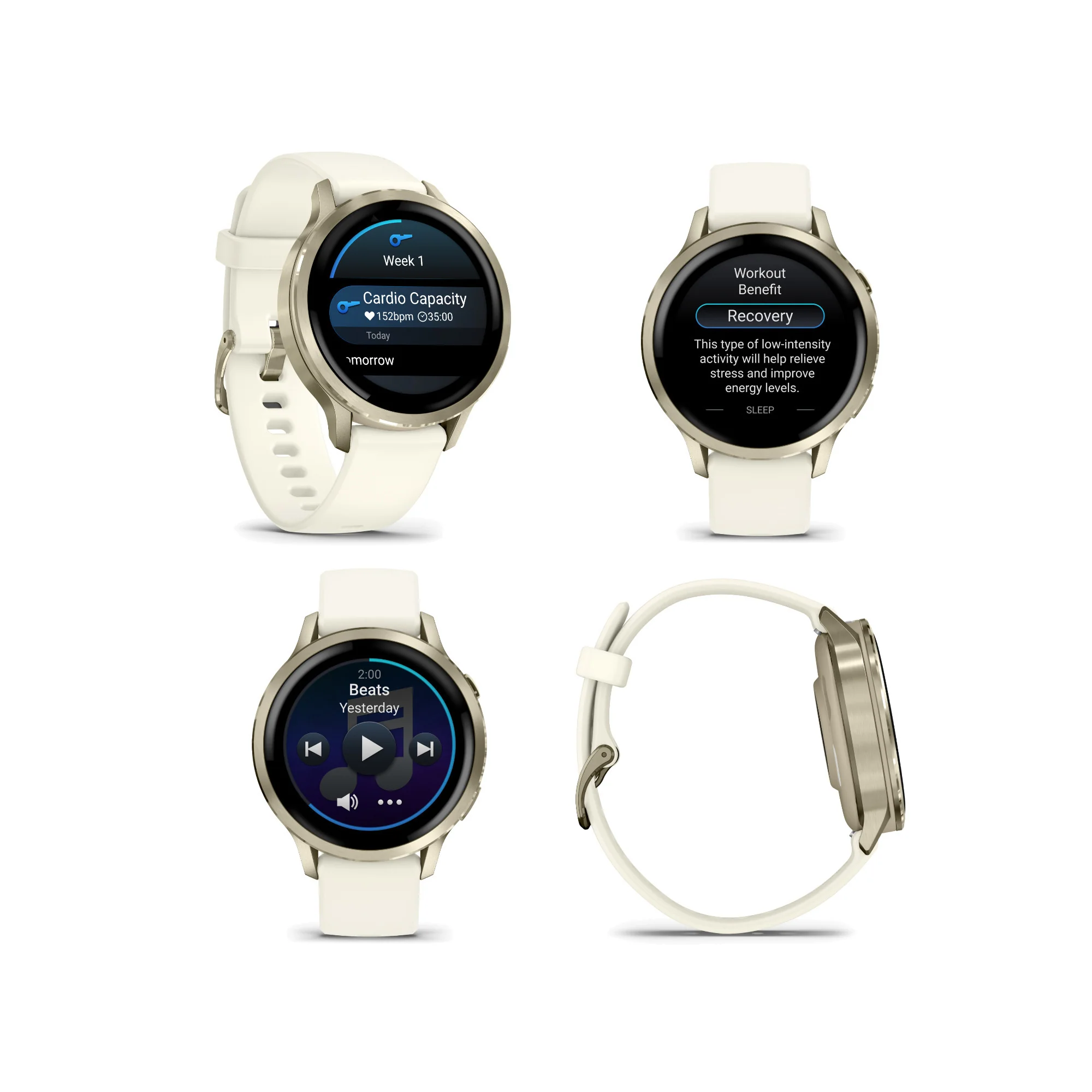 Garmin Venu 4 41mm AMOLED (Lunar Gold/Bone) GPS Smartwatch with Earbuds Bundle - Image 3