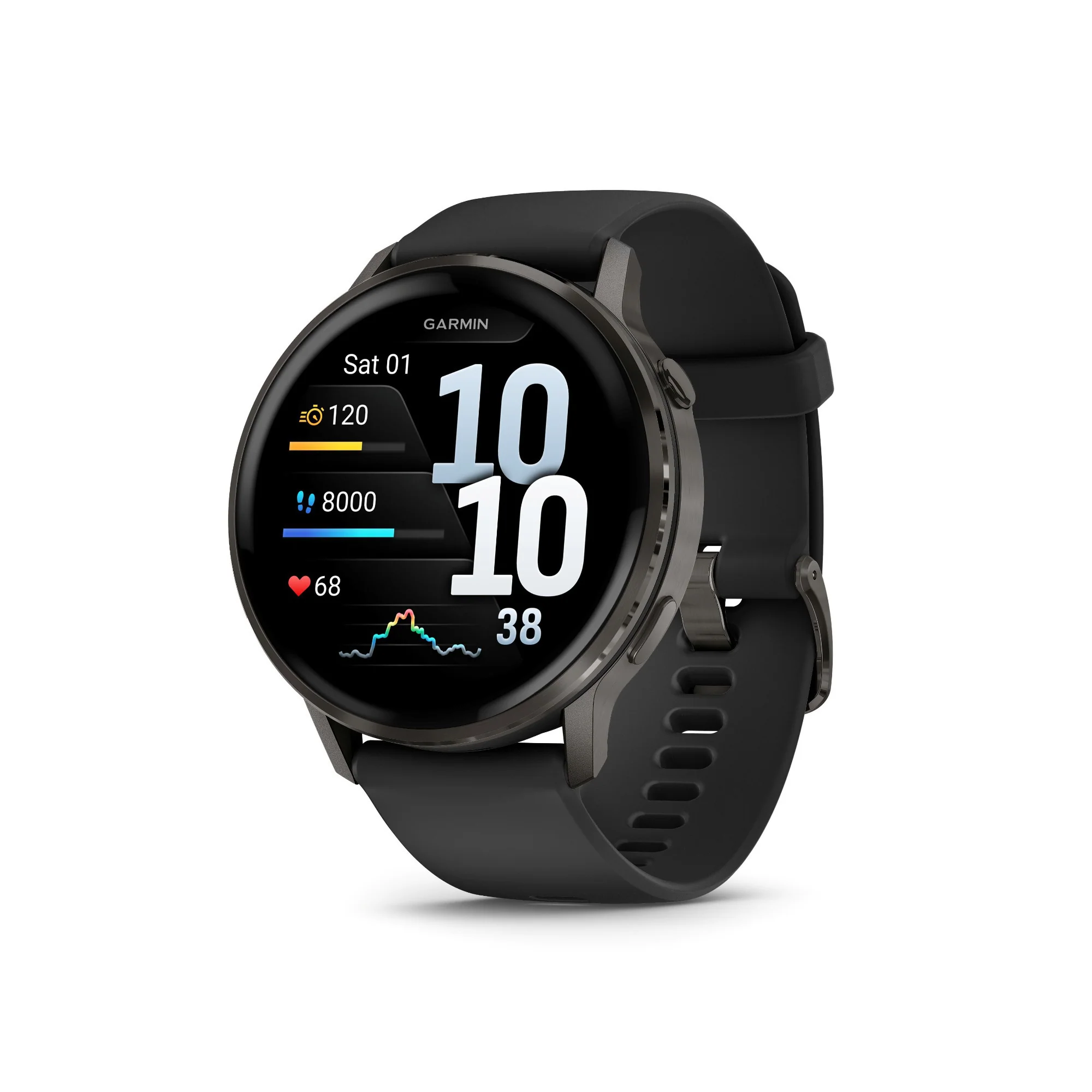 Garmin Venu 4 45mm AMOLED (Slate/Black) GPS Smartwatch with Earbuds Bundle - Image 2