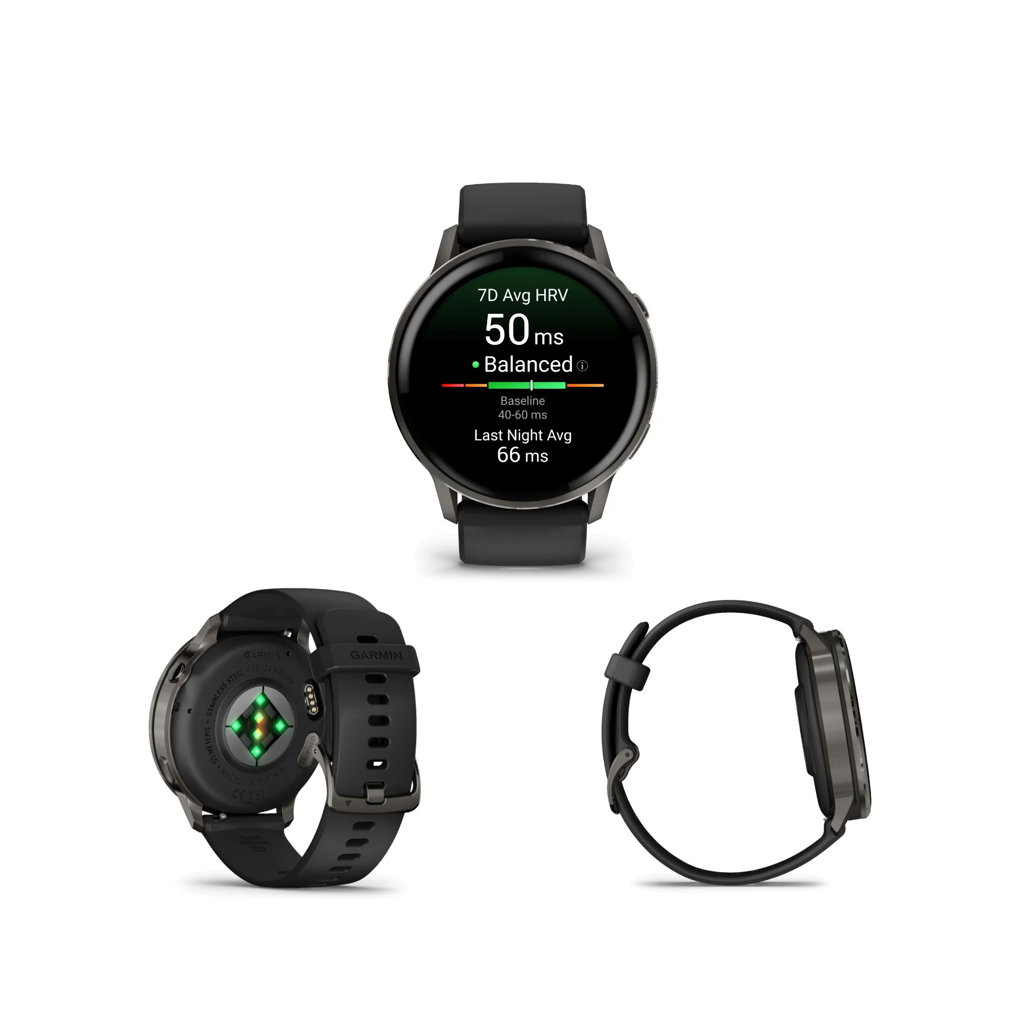 Garmin Venu 4 45mm AMOLED (Slate/Black) GPS Smartwatch with Earbuds Bundle - Image 3