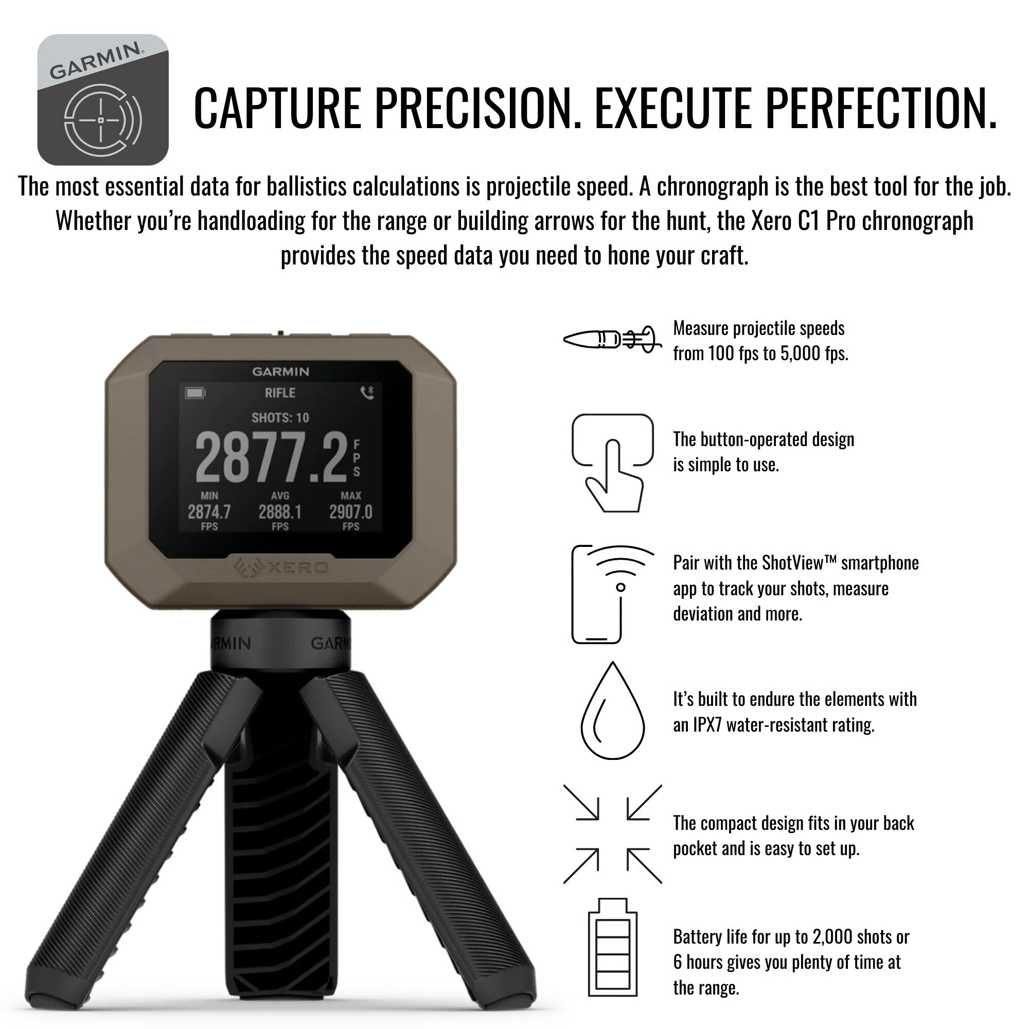 Garmin Xero C1 Pro Chronograph with 59-Inch Tripod Stand With Bag bundle - Image 7