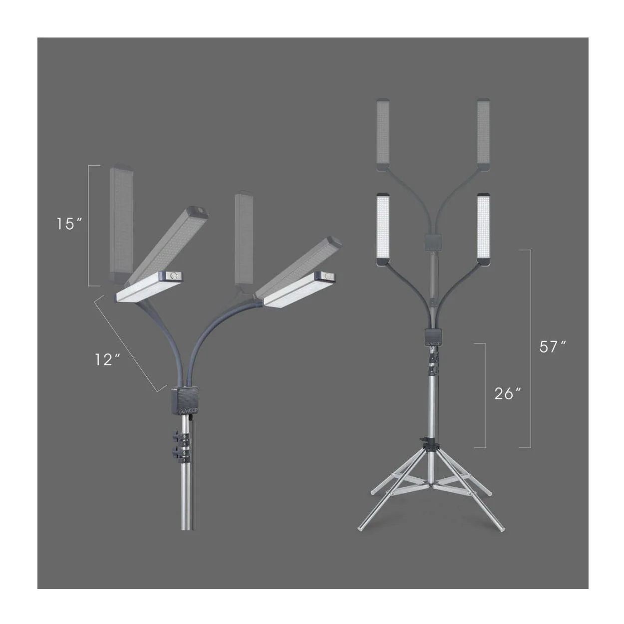 Glamcor Elite X Portable, Lightweight, Easy to Dismantle and Store Professional Light Kit (Gray) - Image 2