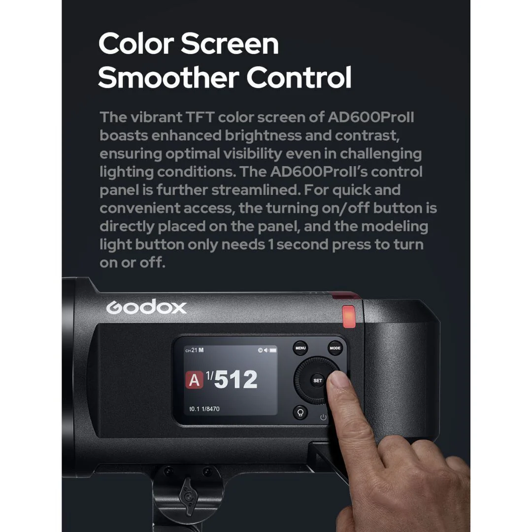 Godox AD600ProII All-In-One Outdoor Flash with 40W Bi-Color Continuous LED Light (Black) - Image 5