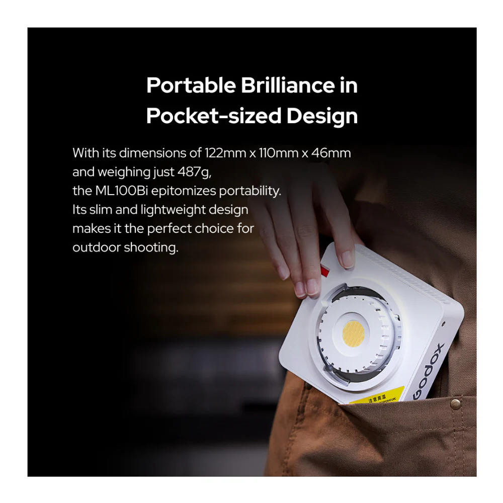 Godox ML100Bi Bi-Color LED Video Light Kit 2 with Light Modifier and Adapter - Image 2