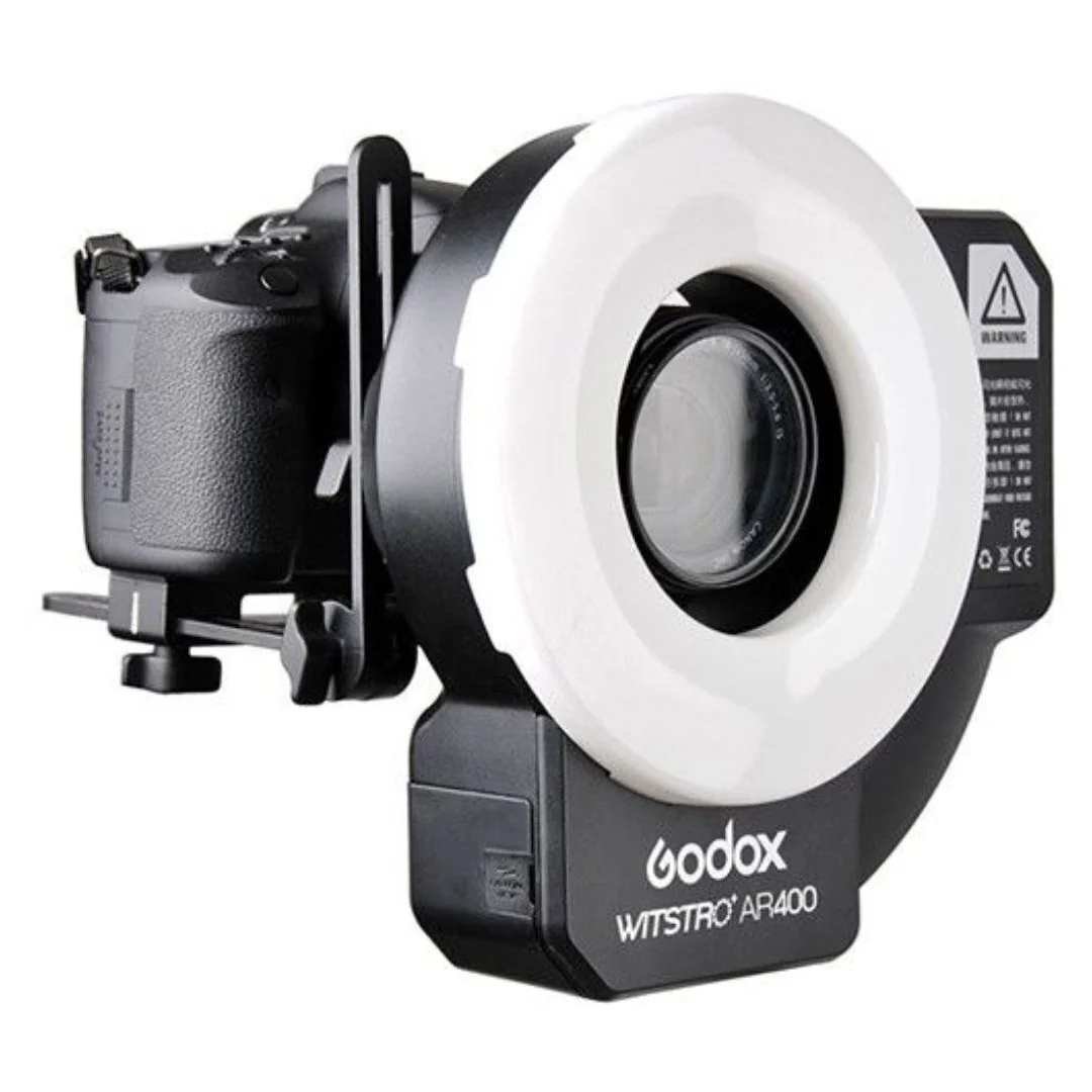 Godox Wistro AR400 Ring Flash with Li-Ion Battery Unibody Design and Shadow-Free Lighting (Black) - Image 2