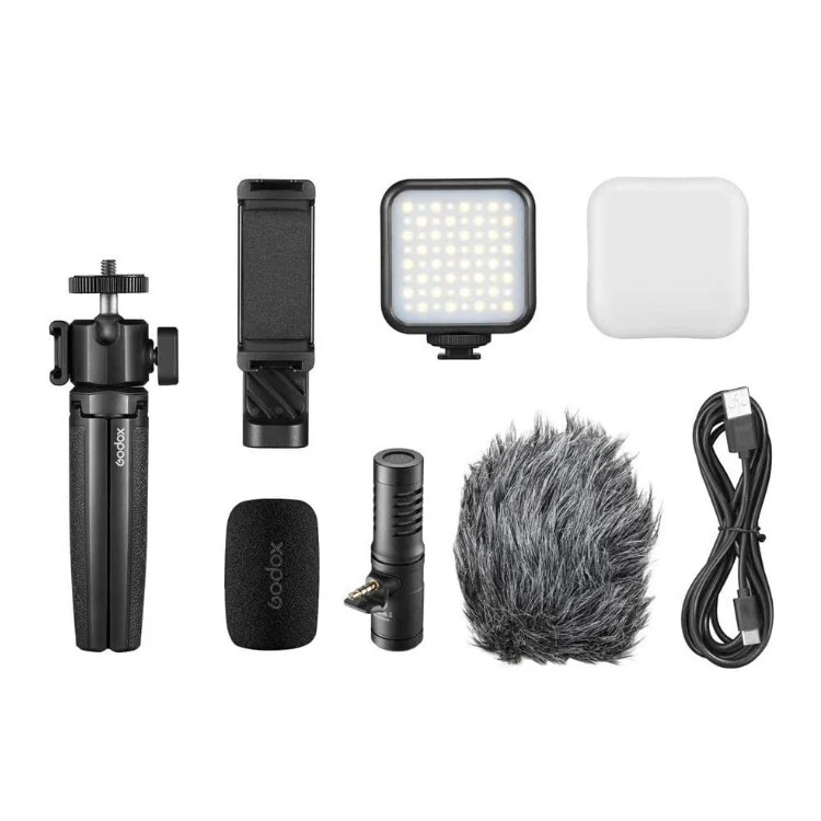 Godox Vlogging Kit with 3.5mm Universal Edition LED6Bi Bi-Color LED Video Light and Compact Size - Image 2