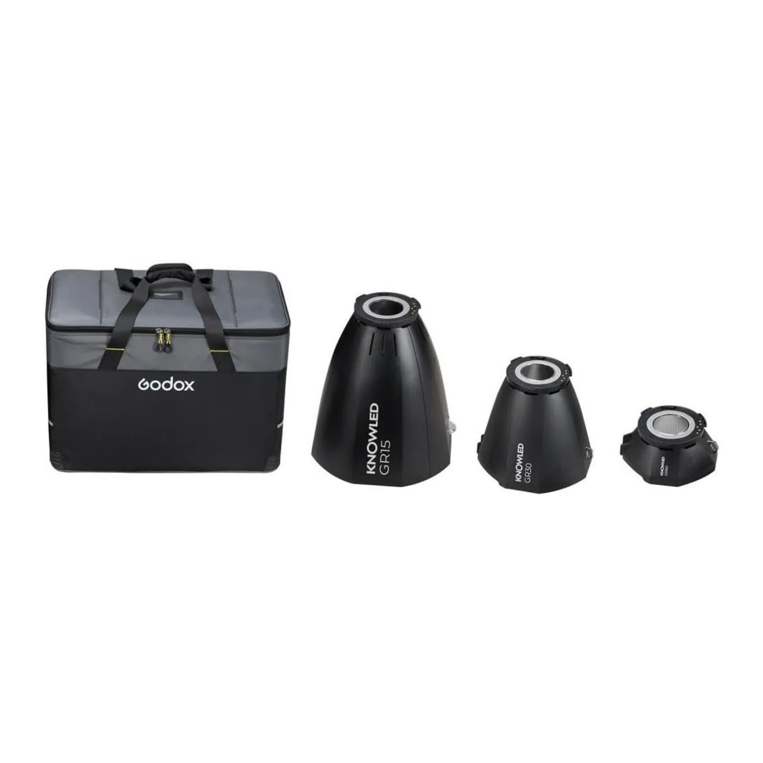 Godox 15, 30, and 60 Degree Beam Control Reflectors Kit for KNOWLED MG1200Bi LED Light (Black)
