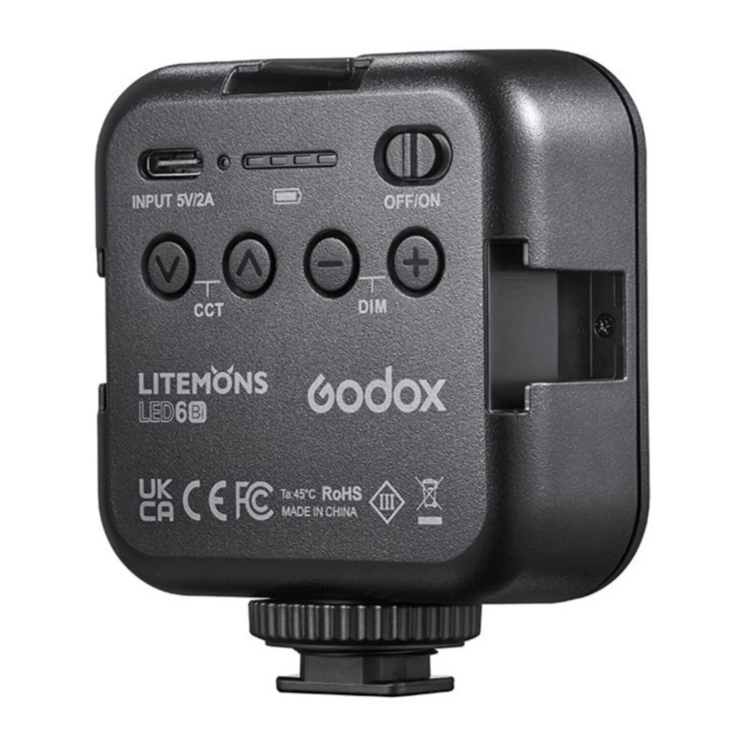 Godox LED6Bi Litemons Bi-Color Type-C Port LED Light with 3 Cold Shoe Mounts (Black) - Image 3