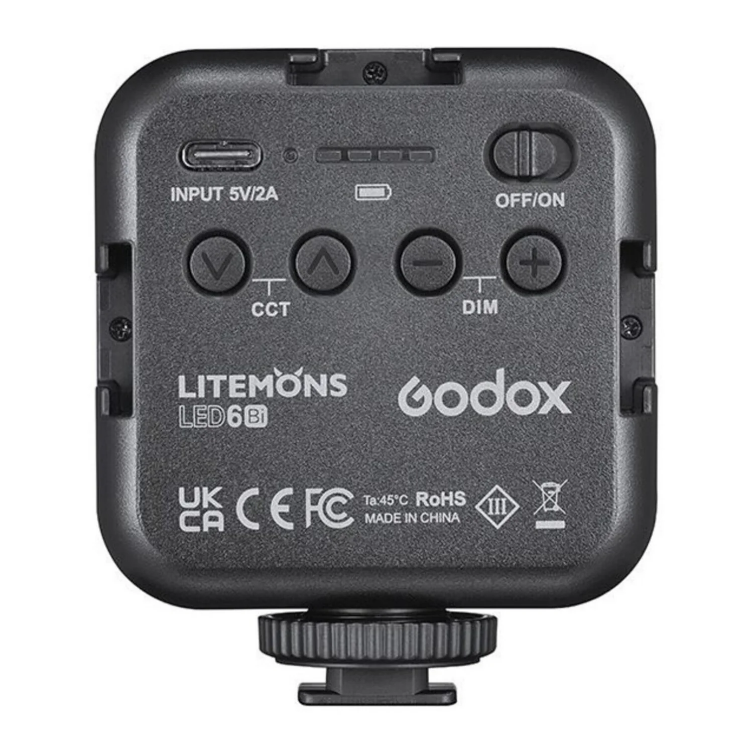 Godox LED6Bi Litemons Bi-Color Type-C Port LED Light with 3 Cold Shoe Mounts (Black) - Image 4
