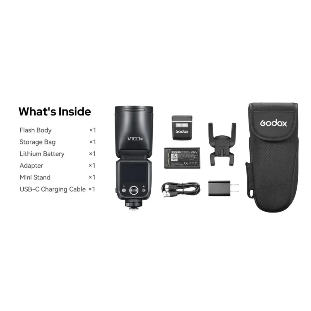 Godox V100 100W On-Camera Flash for Nikon with Full-Color Touchscreen and Powerful Battery (Black) - Image 5