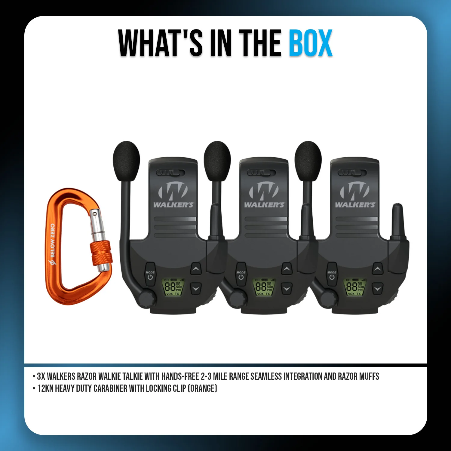 Walker's Razor Walkie Talkie Bluetooth Attachment Bundle with Locking Carabiner - Image 7