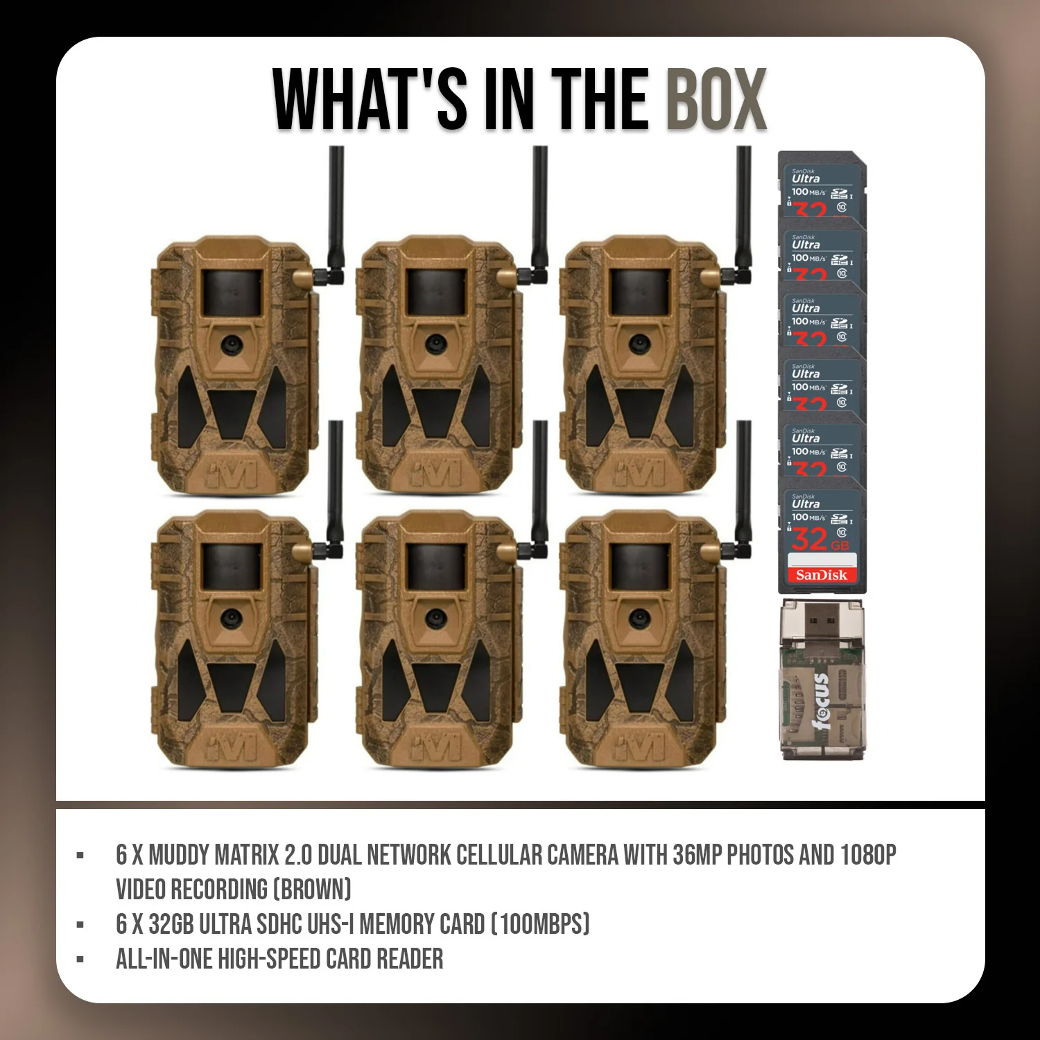 Muddy Matrix 2.0 Dual Network Cellular Camera (Brown, 6-Pack) with 6 x 32GB Memory Card Bundle - Image 7