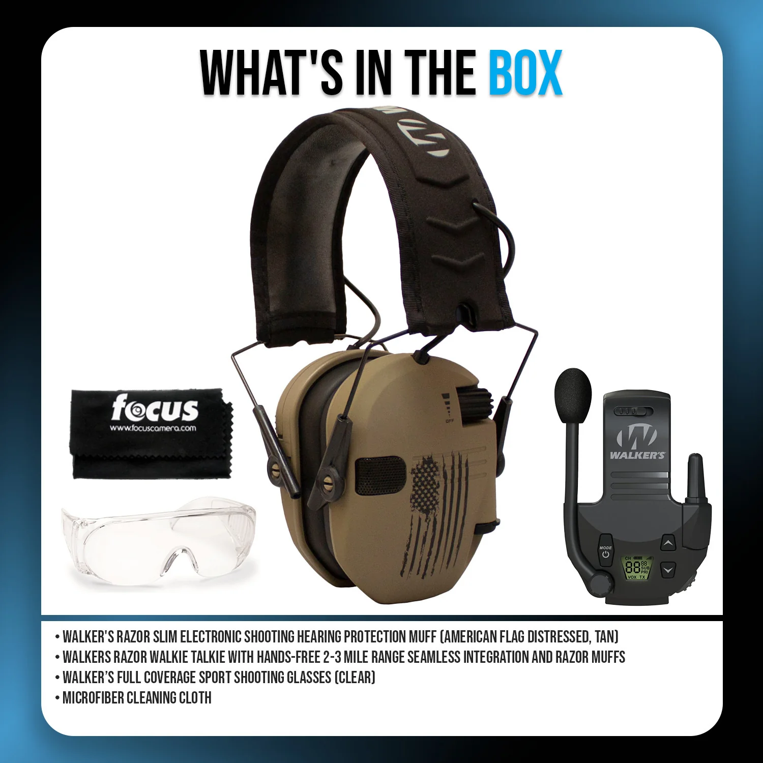 Walkers Razor Walkie Talkie Bundle with Ear Muffs and Accessories - Image 6