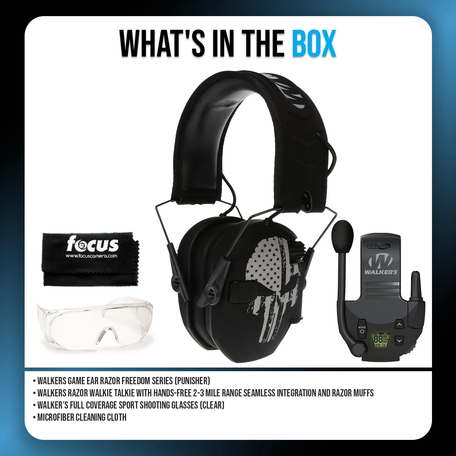 Walkers Razor Walkie Talkie Bundle with Ear Muffs and Accessories - Image 6
