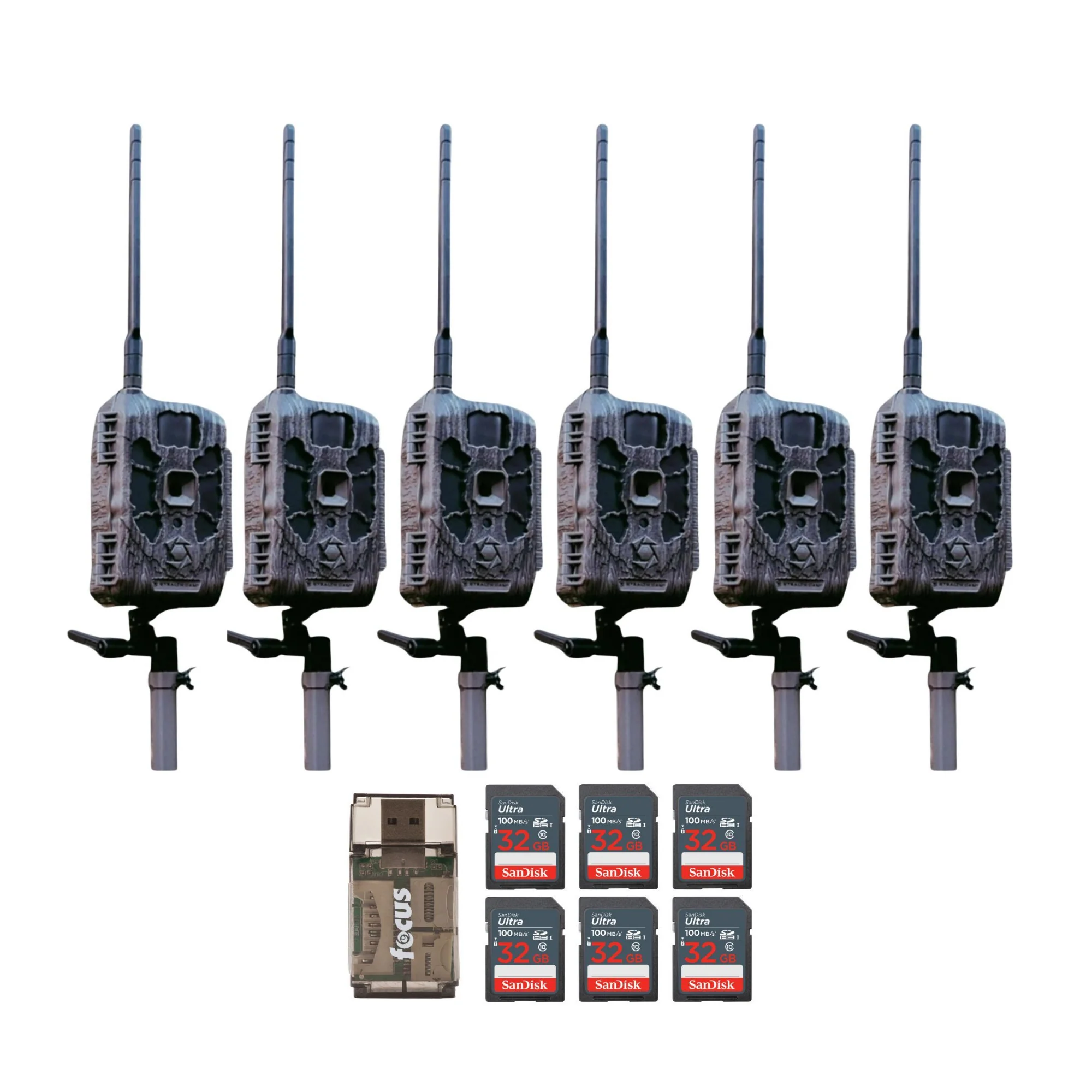 Stealth Cam DECEPTOR MAX 2.0 Trail Camera (Brown) with 32 GB Memory Card and Card Reader (6 Pack)