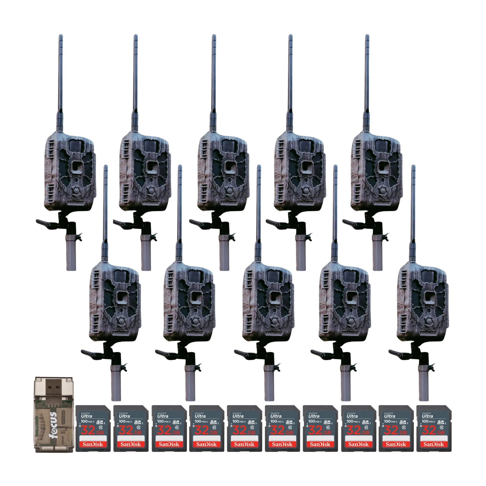 Stealth Cam DECEPTOR MAX 2.0 Trail Camera (Brown) with 32 GB Memory Card and Card Reader (10 Pack)