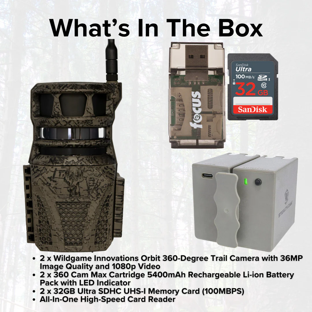 Wildgame Innovations Orbit 360-Degree 36MP Trail Camera (2-Pack) with 2 x 5400mAh Battery Bundle - Image 7