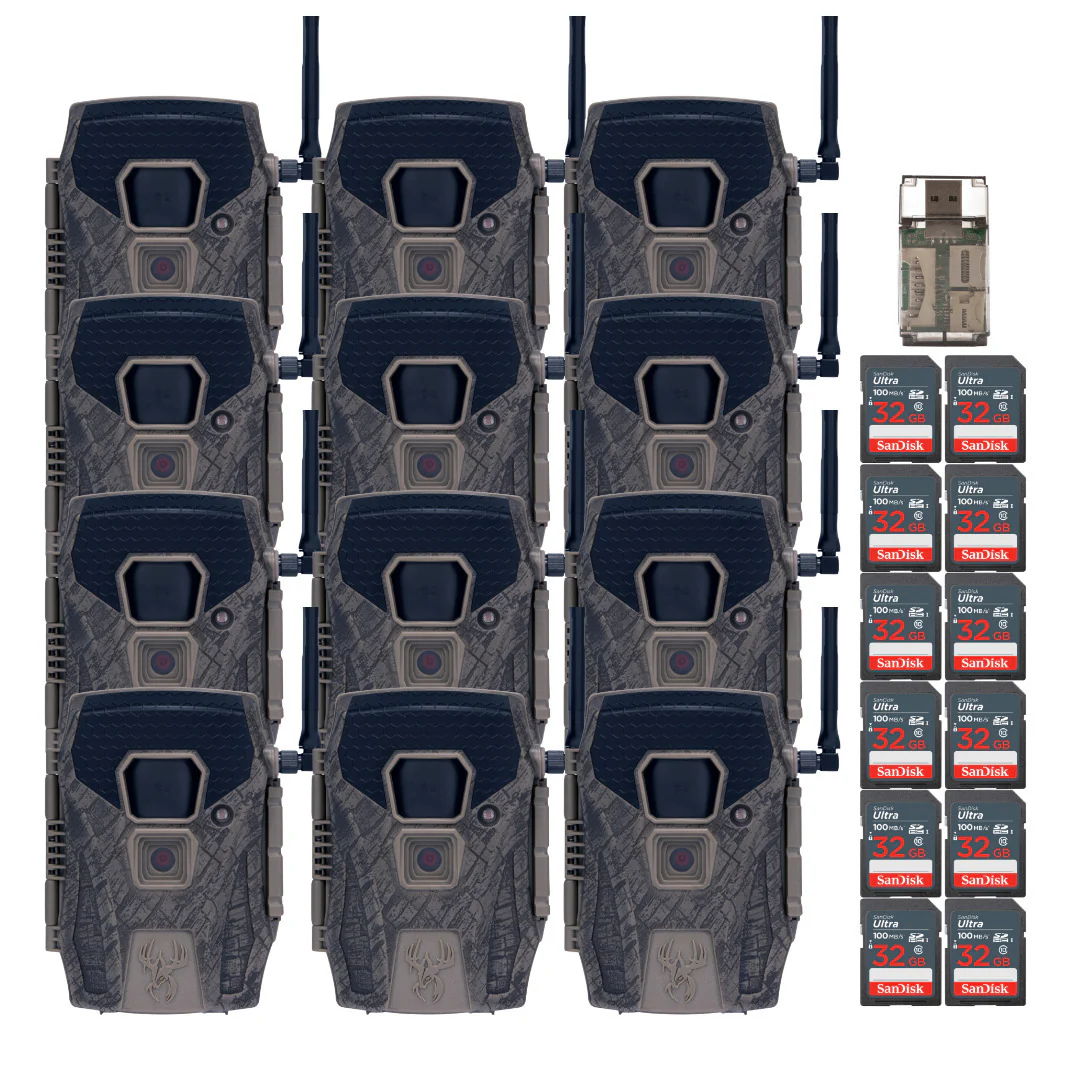 Wildgame Innovations Terra XT 2.0 24MP Three Cellular Trail Cameras (4-Pack) with Memory Card Bundle