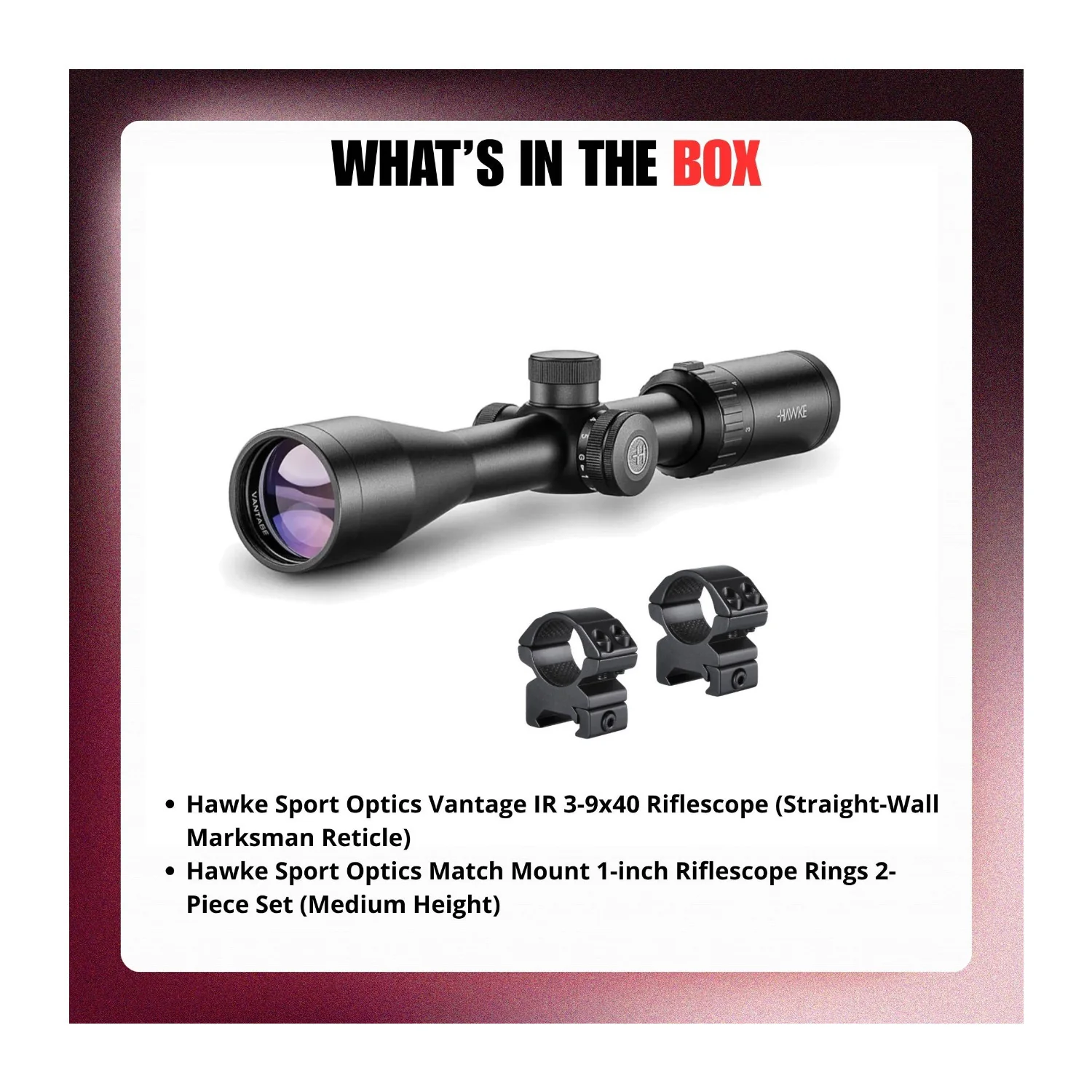 Hawke Sport Optics Vantage IR 3-9x40 Riflescope with Rings Bundle - Image 9