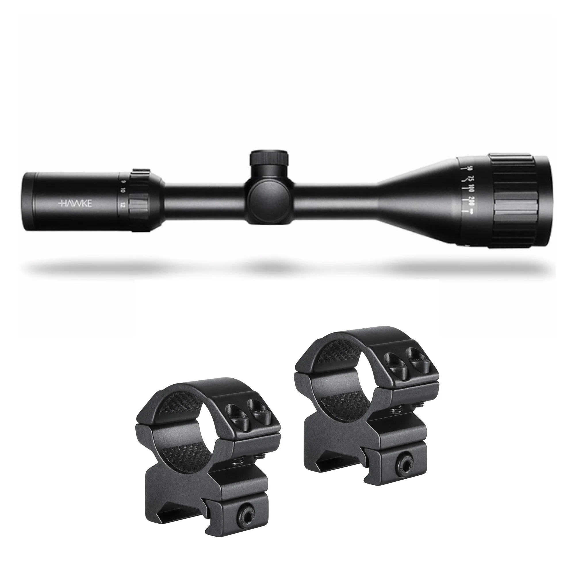 Hawke Sport Optics Vantage HD 4-12X50AO Mil Dot IR Riflescope with 2-Piece Rings