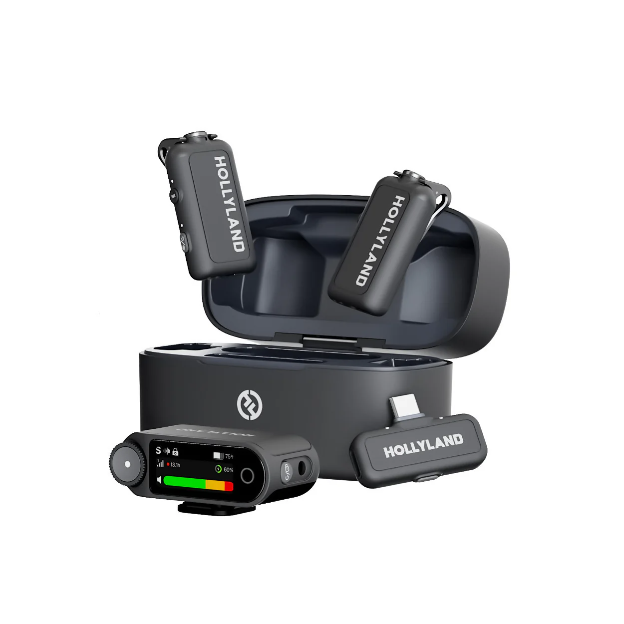 Hollyland LARK MAX 2 Combo Wireless Microphone System (Space Gray) Bundle - Image 2