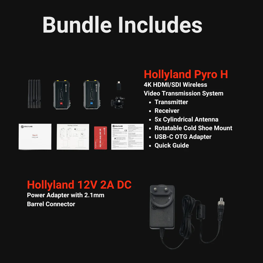 Hollyland Pyro H Wireless Video Transmission System with Hollyland Power Adapter Bundle - Image 7