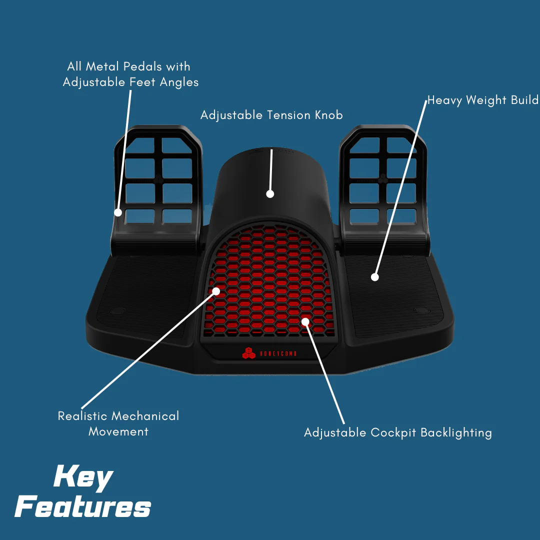 Honeycomb Aeronautical Charlie Rudder Pedals with Honeycomb Aeronautical Dust Cover (Black) Bundle - Image 3