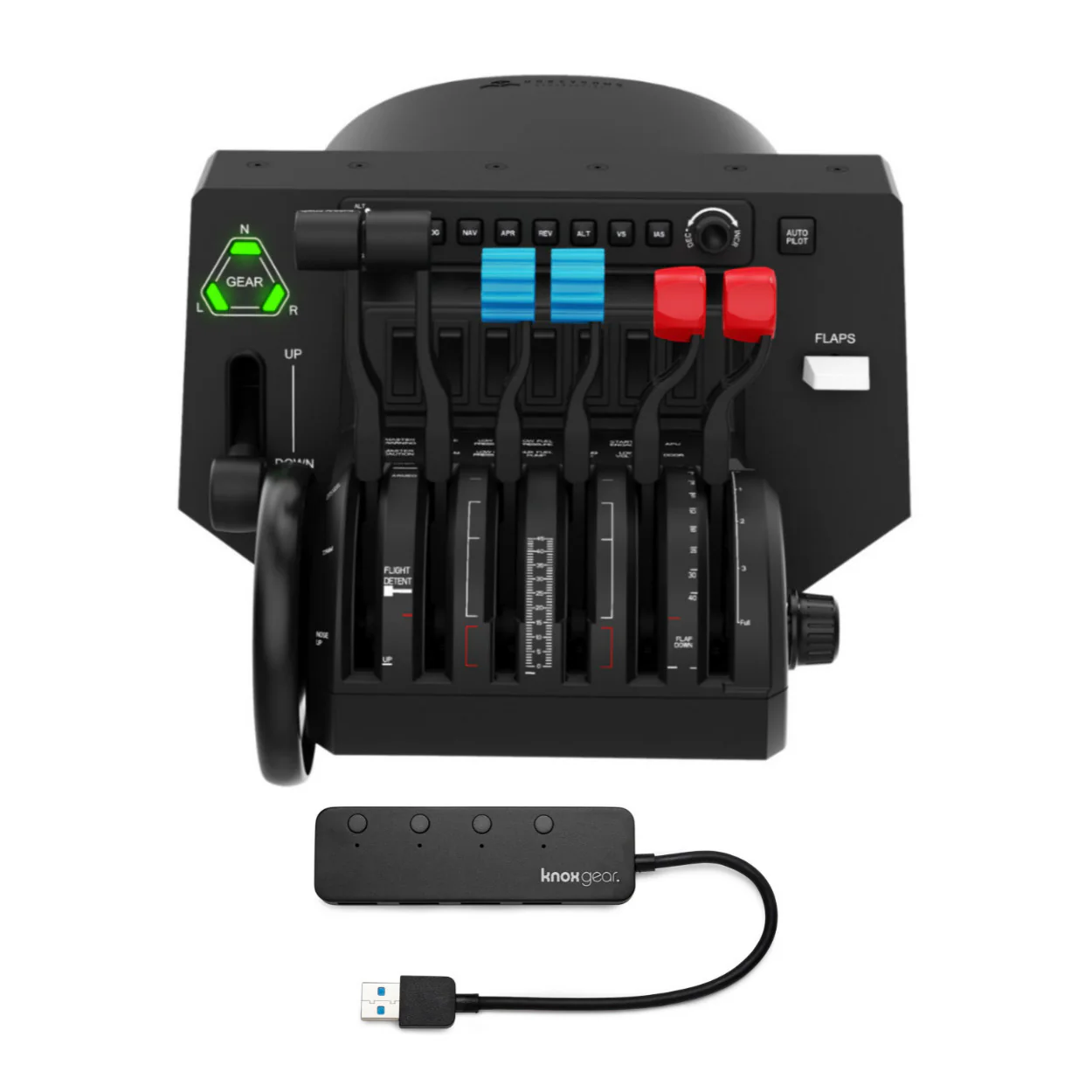 Honeycomb Aeronautical Bravo Throttle Quadrant with Knox Gear 4-Port USB 3.0 Hub