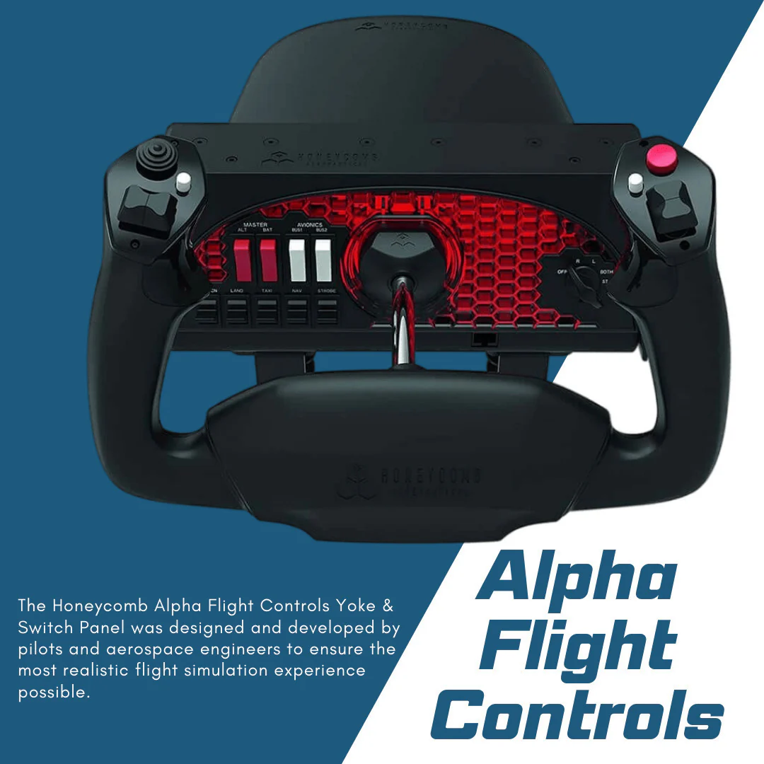 Honeycomb Aeronautical Alpha Flight Controls Yoke and Switch Panel Bundle with Flight Sim Chair - Image 2