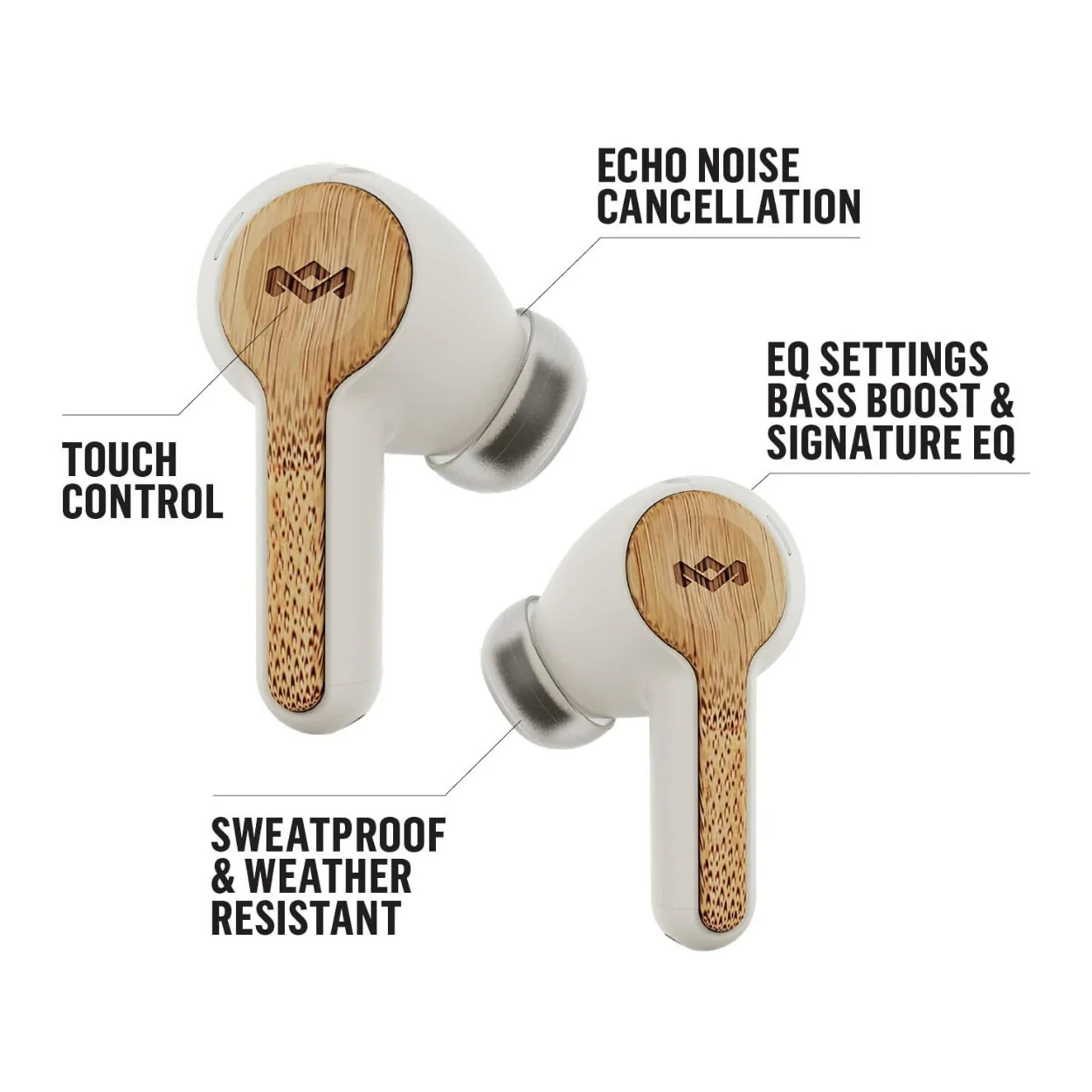 House of Marley Rebel True Wireless Earbuds with Ear Housing Touch Control (Cream and White) - Image 3