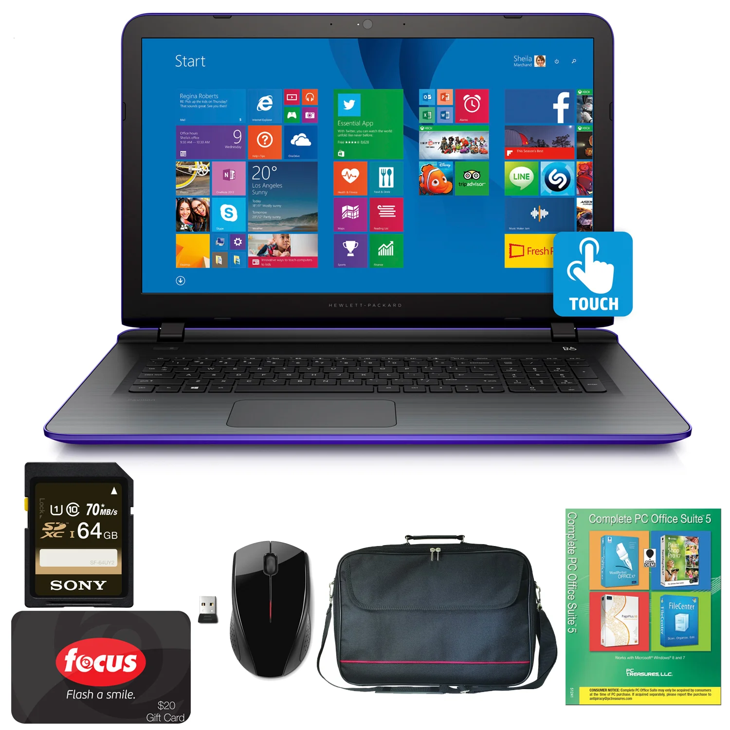 HP Pavilion 17-g037cy 17.3" Touchscreen Notebook, AMD Quad-Core A6, Windows 8.1 (Refurbished) - Image 2