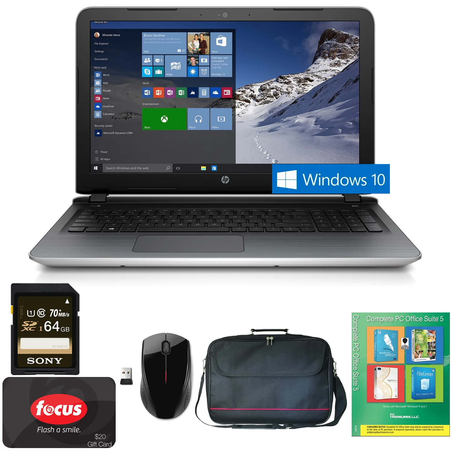 HP Pavilion 17-g153us 17.3" HD+ LED Notebook, Intel Core i3-5020U, 8GB RAM, Windows 10 (Refurbished) - Image 2