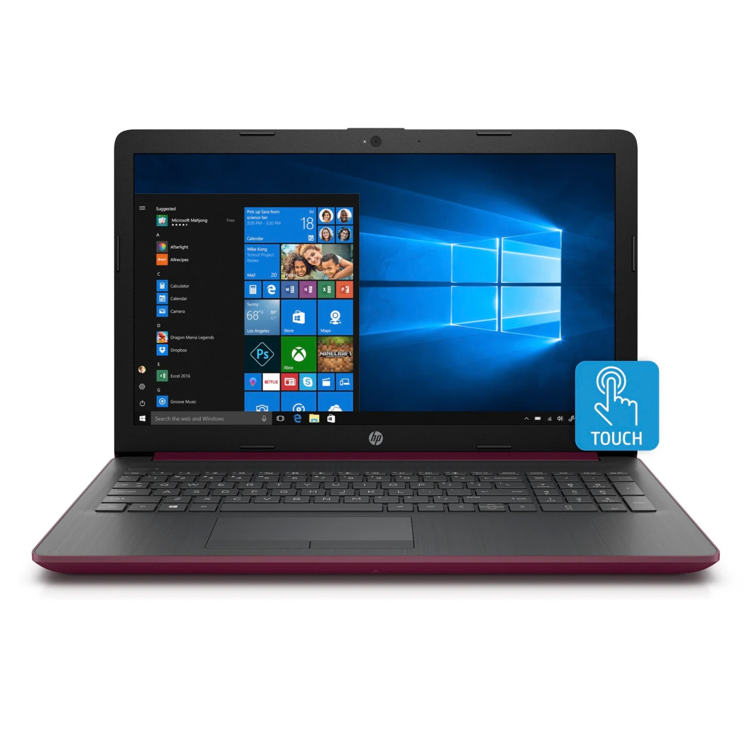 HP Laptop, 15.6" HD Touch, Intel Core i5-8250U, 8GB RAM, 1TB HDD, Microsoft 365 Personal 1-Year (Burgundy) (Certified Refurbished) - Image 3