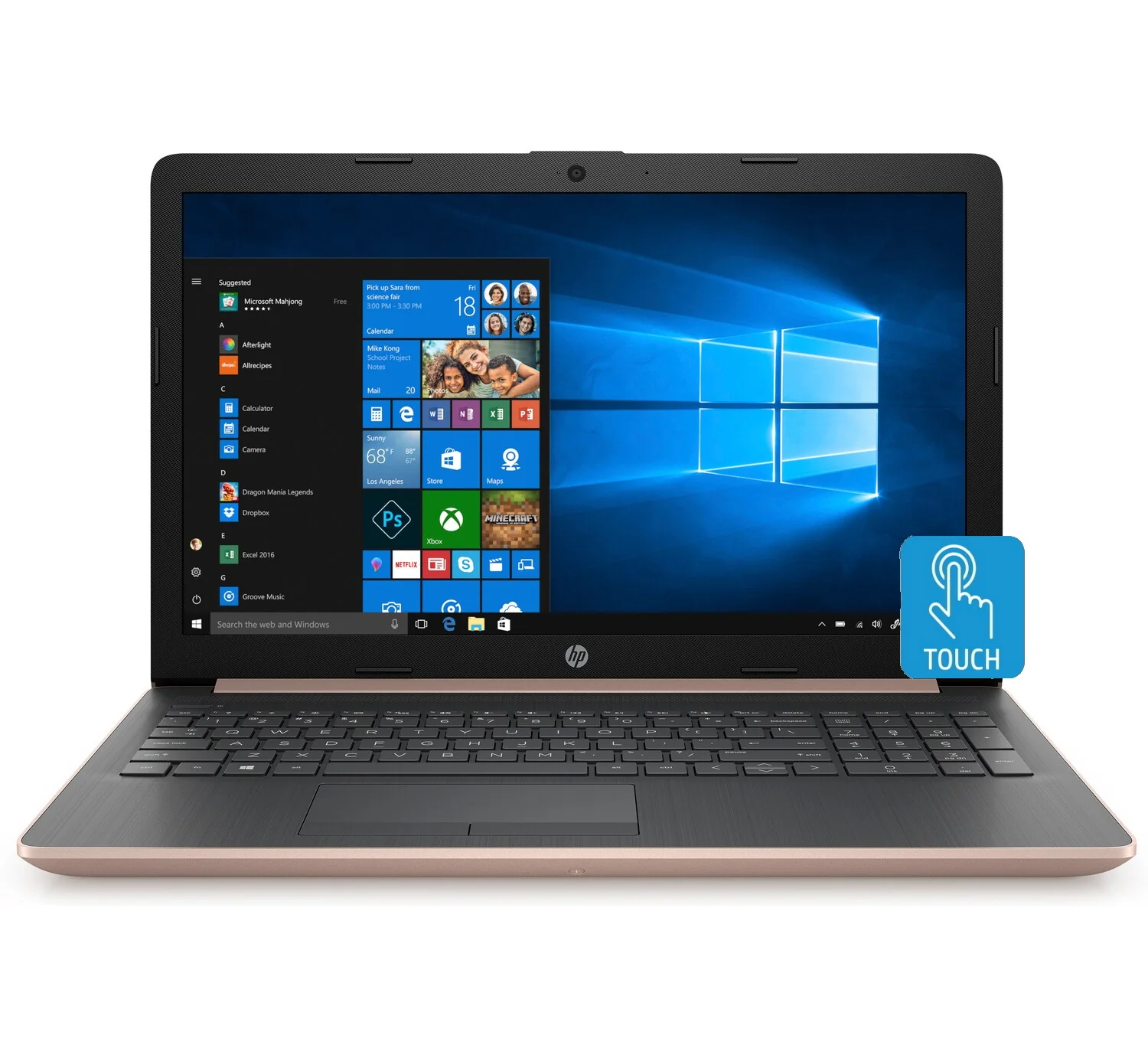 HP Laptop 15, 15.6" HD Touch, AMD Ryzen 5 Pro 3500U, 12GB RAM, 1TB HDD, Microsoft 365 Personal 1-Year (Pale Rose Gold) (Certified Refurbished) - Image 2
