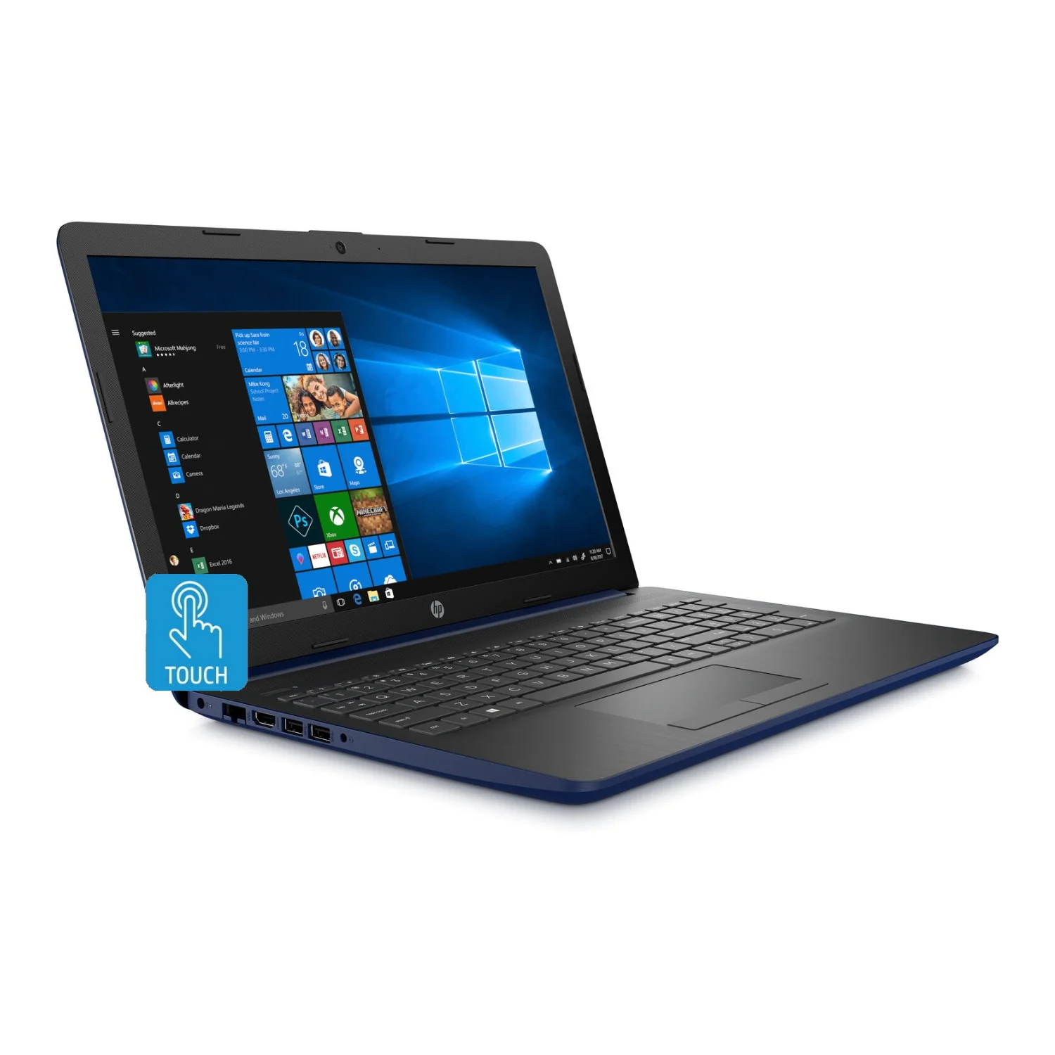 HP Laptop 15, 15.6" HD Touch, AMD Ryzen 5 Pro 3500U, 12GB RAM, 1TB HDD, Microsoft 365 Personal 1-Year (Lumiere Blue) (Certified Refurbished) - Image 2