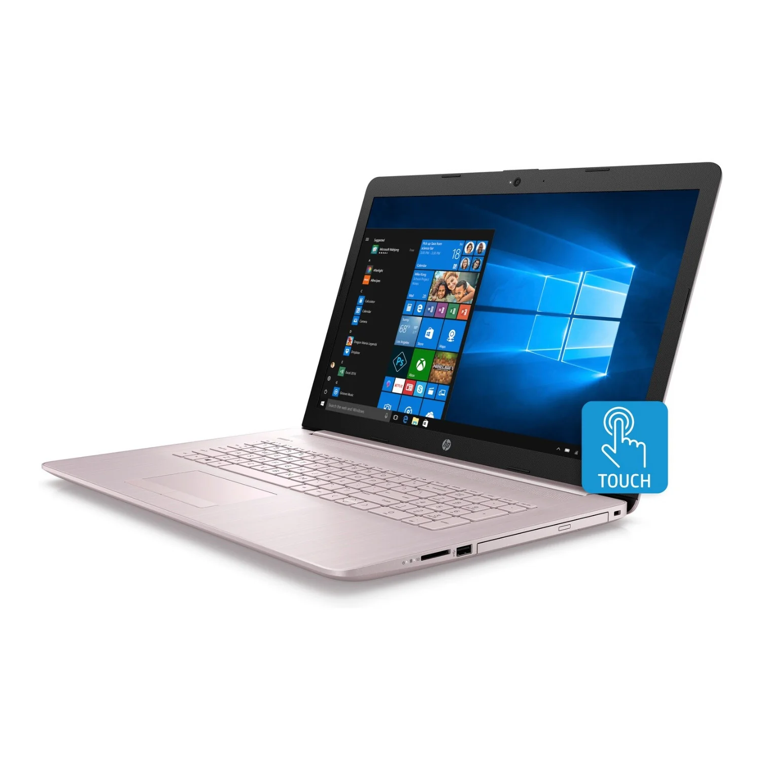 HP 17-CA0015 17.3" HD+ Touchscreen Laptop, AMD Ryzen 3 2300U, 8GB RAM, 1TB HDD (Tranquil Pink) (Certified Refurbished) - Image 3