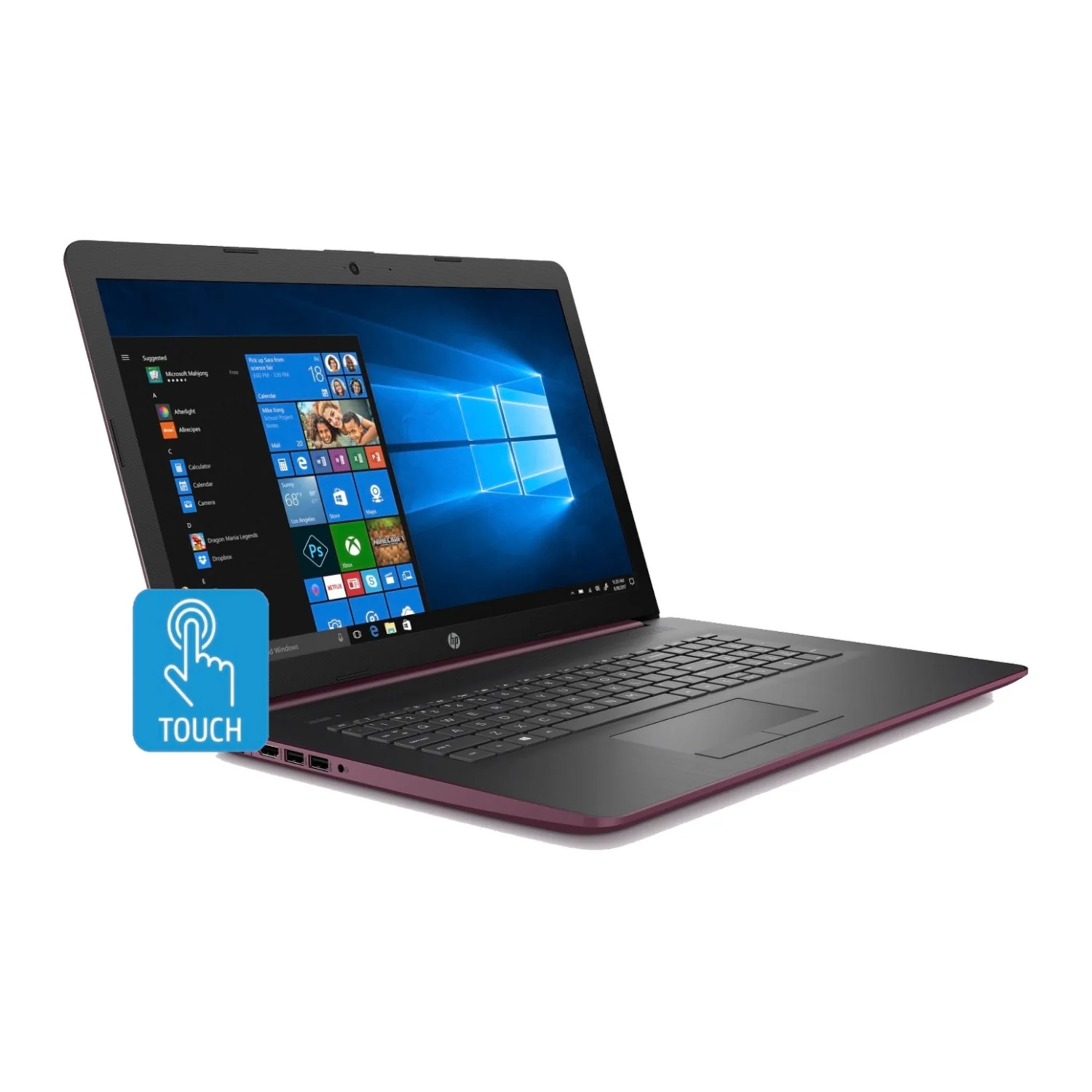 HP 17-CA0018 17.3" HD+ Touchscreen Laptop, AMD A9-9425, 8GB RAM, 256GB SSD, Backlit Keyboard, Windows 10 (Certified Refurbished) - Image 2