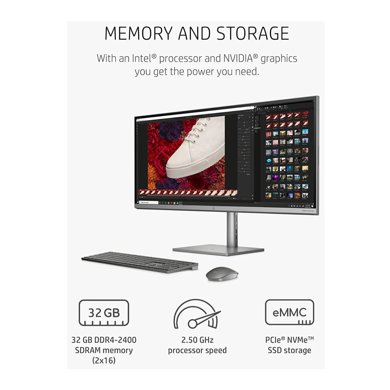 HP Envy 34" All-in-One Desktop, 32GB RAM, 512GB SSD, NVIDIA GTX 1650, WUHD Display (Certified Refurbished) - Image 6