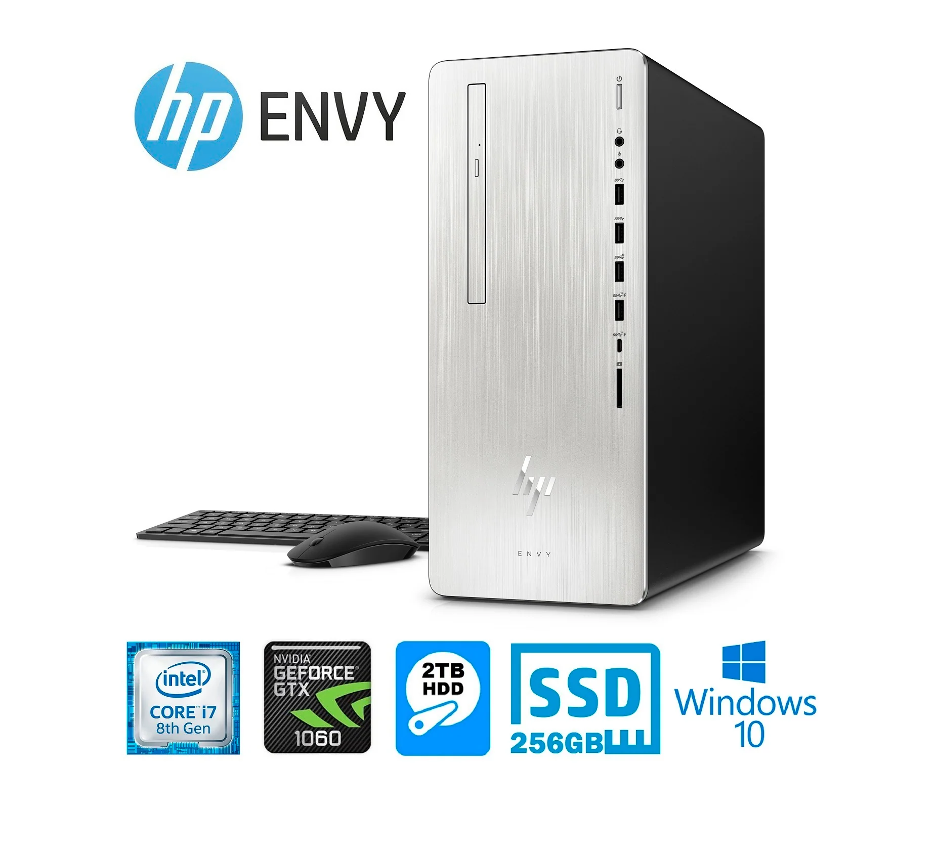 HP Envy 795 Desktop PC, Intel Core i7-8700, 16GB RAM, 2TB HDD + 256GB SSD, NVIDIA GeForce GTX 1060 (Certified Refurbished) - Image 5