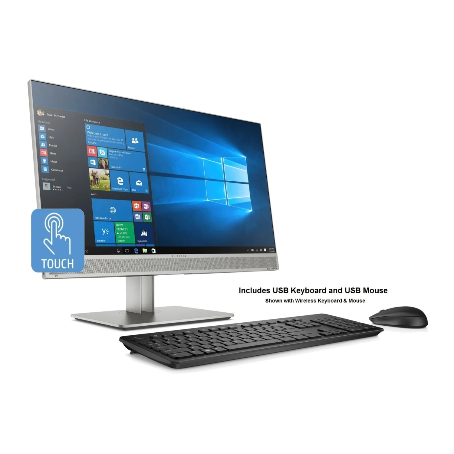 HP EliteOne 800 G5 23.8" FHD Touch All-in-One PC, Intel Core i5-9500, 16GB RAM, 256GB SSD, Windows 10 Pro (Certified Refurbished) - Image 2