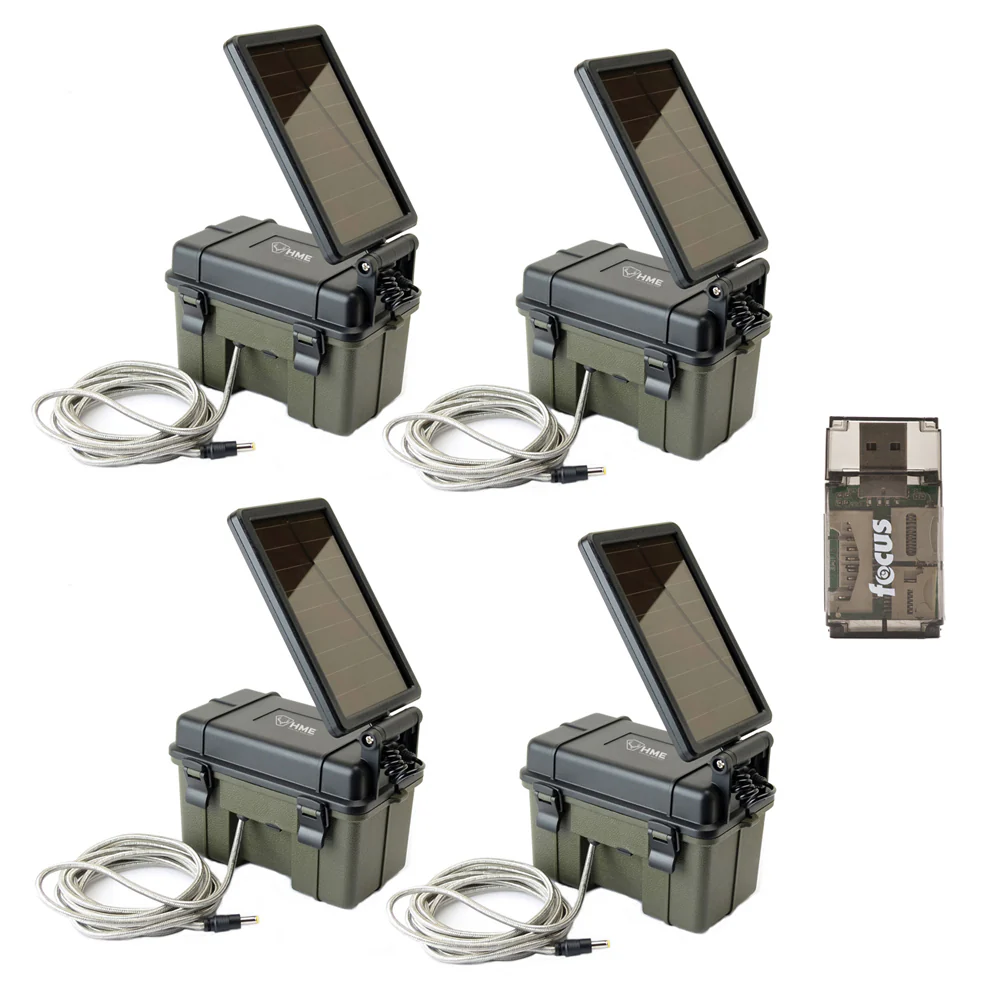 Hunting Made Easy (HME)-12VBBSLR Trail Cam Solar Auxiliary Power Pack, 4-Pack